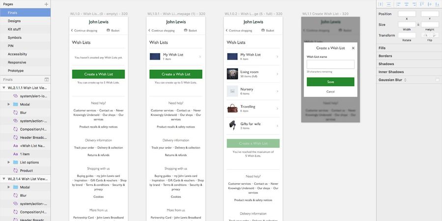 User flows of existing Wish List