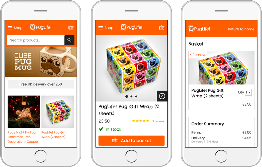 Basket journey on PugLife.co.uk