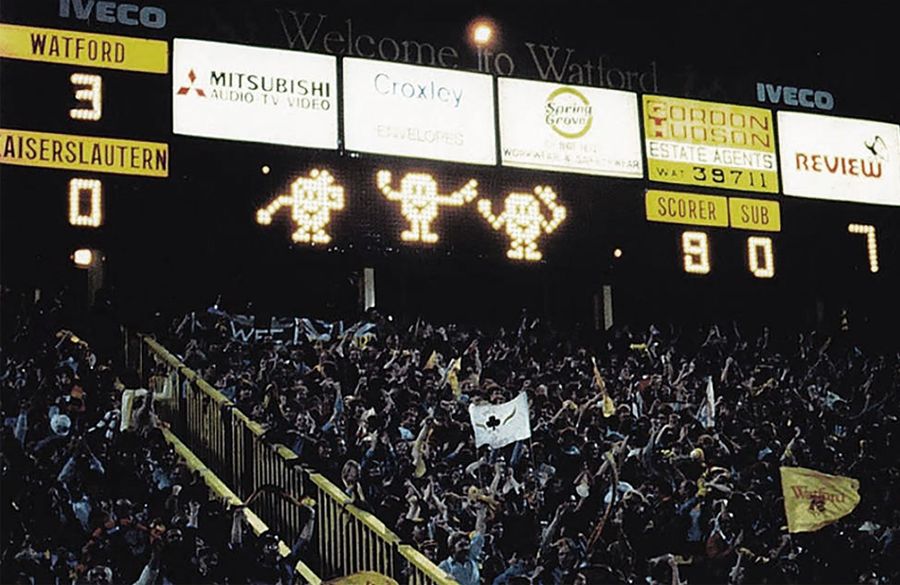 Watford FC scoreboard from the 80's